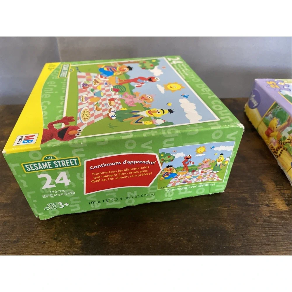 Lot Of‎ 2 Disney Winnie The Pooh & Sesame Street 24 Piece Puzzles Complete